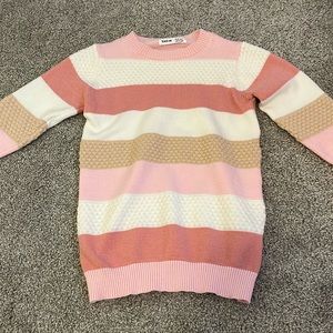 Toddler girls pink and white stripe sweater dress